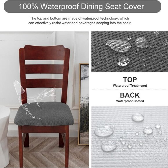 Waterproof Seat Covers for Dining‎ Chairs Gray - Picture 4 of 7